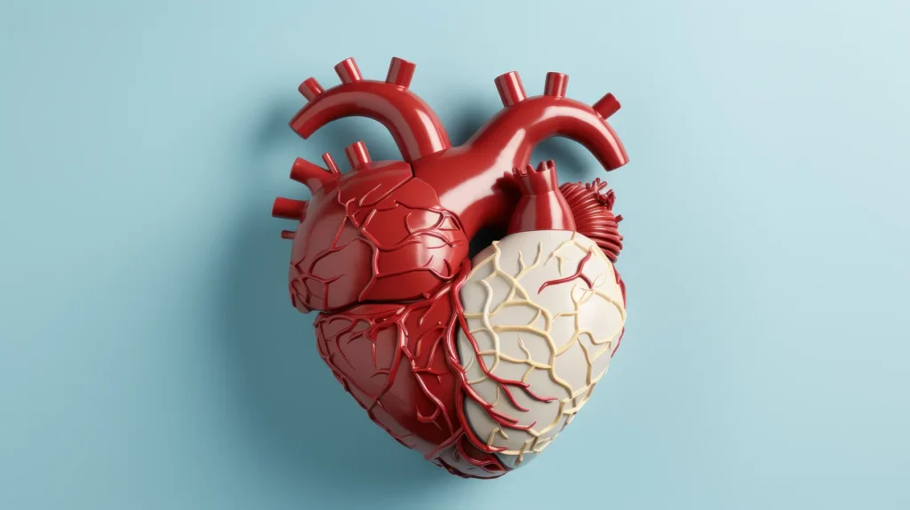 Detailed model of a human heart illustrating the importance of the teeth and heart connection.